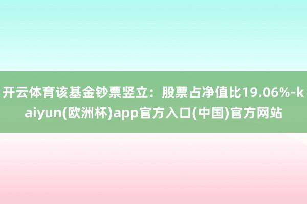 开云体育该基金钞票竖立：股票占净值比19.06%-kaiyu