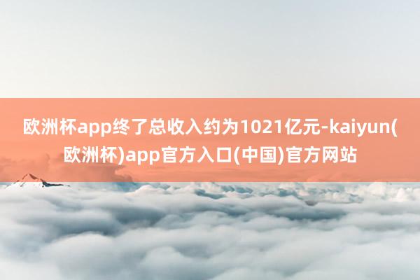 欧洲杯app终了总收入约为1021亿元-kaiyun(欧洲杯)app官方入口(中国)官方网站