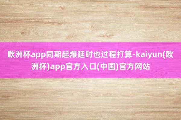 欧洲杯app同期起爆延时也过程打算-kaiyun(欧洲杯)a